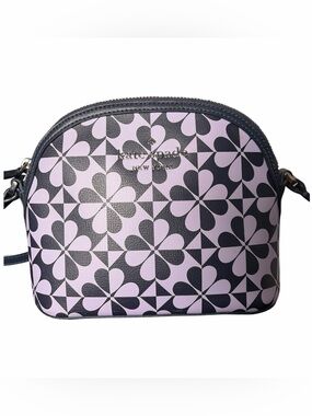 Kate Spade Navy and Lavender Hollie Spade Clover Geo Dome Crossbody Bay